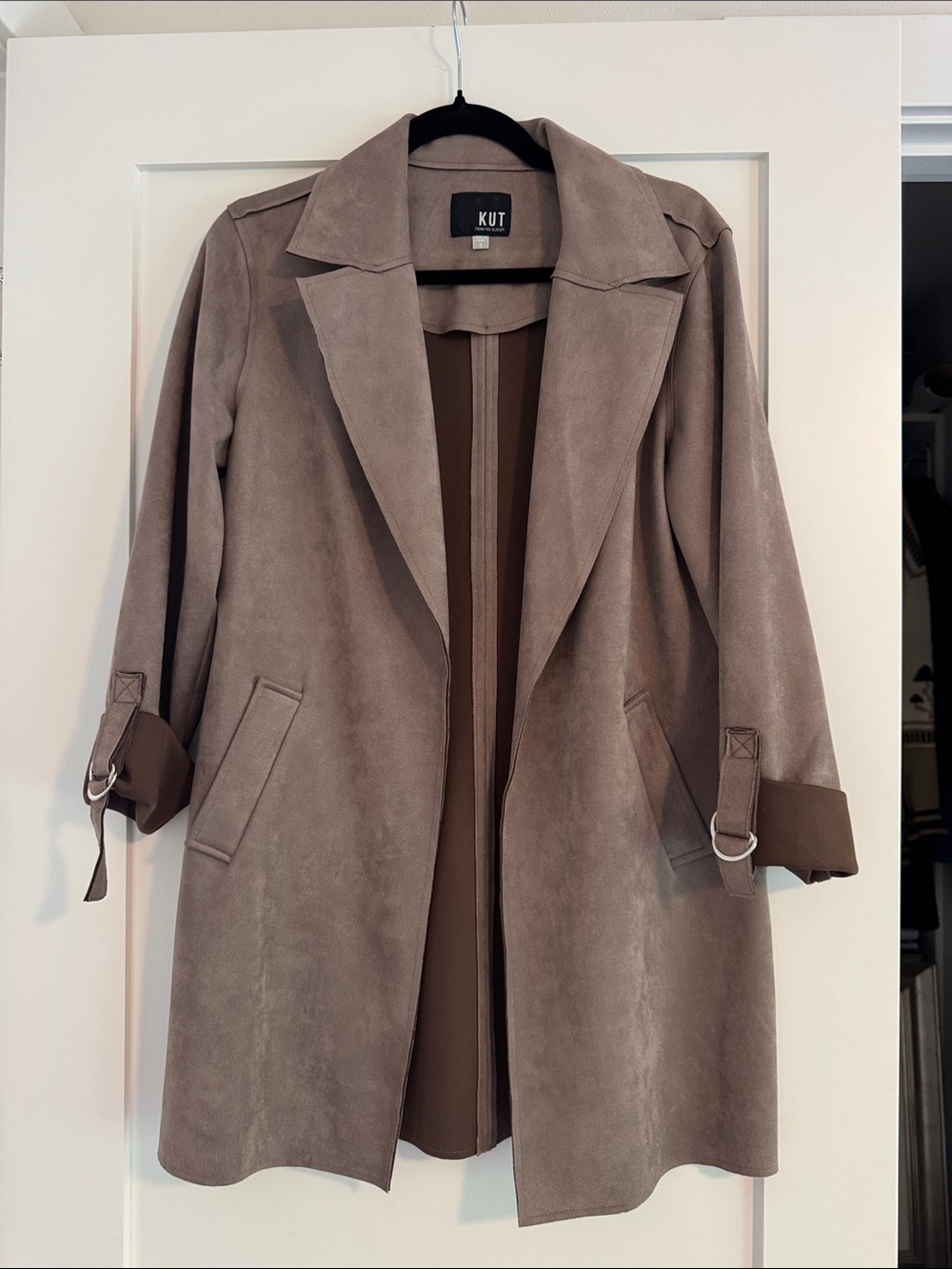 Kut from the Kloth Taupe Faux Suede Trench Coat